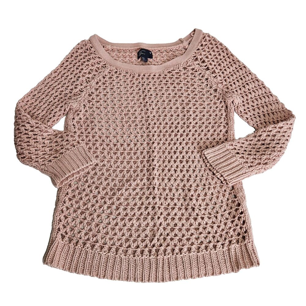 American Eagle Outfitters Open Knit Sweater Top Womens Medium Blush Pink